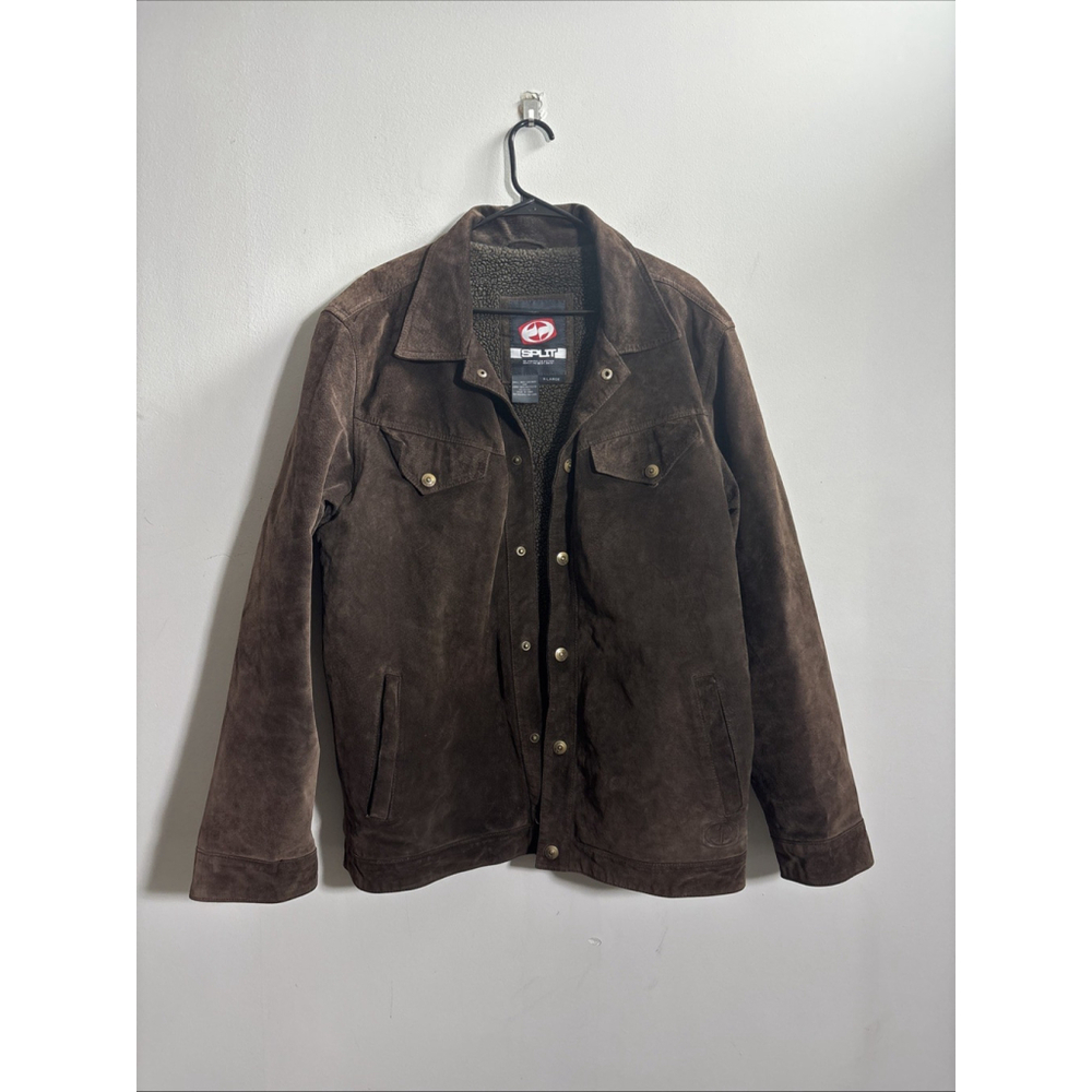EUC VINTAGE Y2K 2000s MEN’S SPLIT SKATEBOARDING LEATHER BOMBER JACKET SIZE XL
